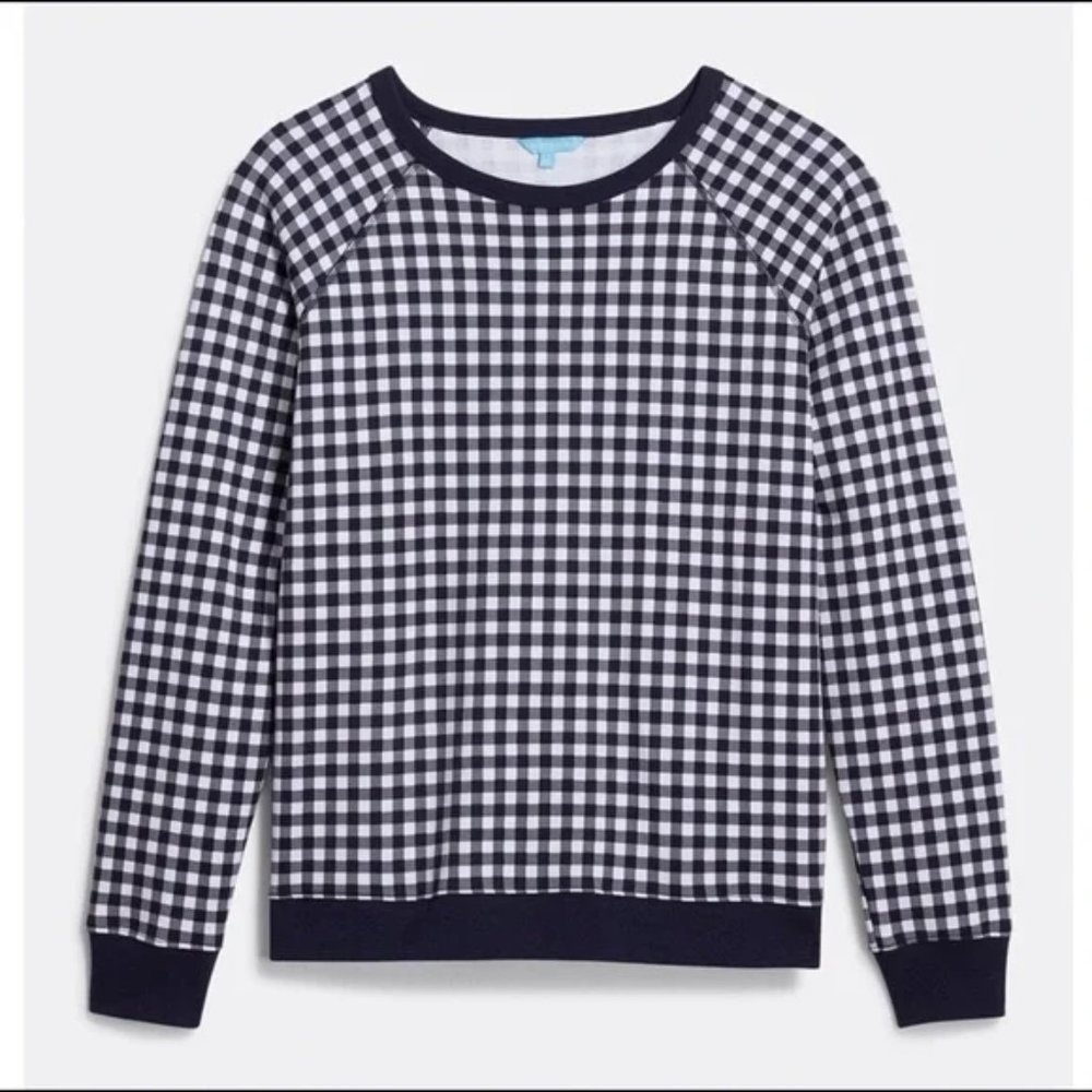 Navy Draper James Gingham Sweatshirt